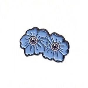 Blue Flower Eyes Enamel Lapel Pin Brooch